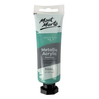 Mont Marte Metallic Acrylic Paint 50ml - Phthalo Green