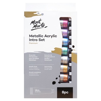 Mont Marte Intro Paint Set - Metallic Acrylic Paint 8pc x 18ml