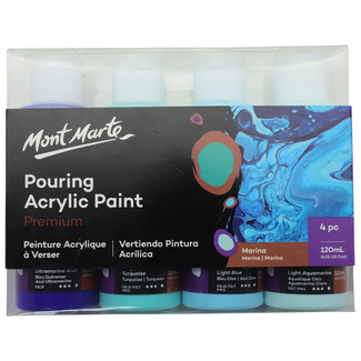 Mont Marte Acrylic Pouring / Fluid Paint Set 120ml 4pc - Marina