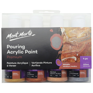 Mont Marte Acrylic Pouring / Fluid Paint Set 120ml 4pc - Metallic