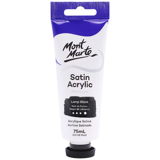 Mont Marte Satin Acrylic Paint 75ml Tube - Lamp Black