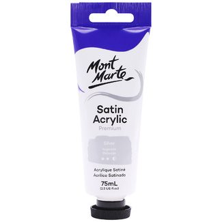 Mont Marte Satin Acrylic Paint 75ml Tube - Silver