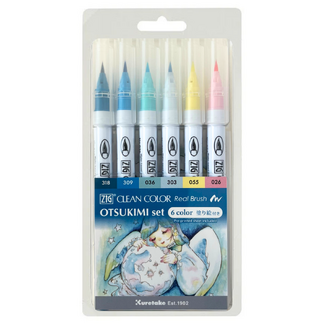 Kuretake Zig Clean Colour Real Brush x Otsukimi Set 6pc