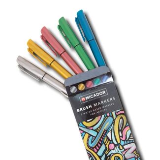 Micador Brush Markers - Metallic Collection 5pc