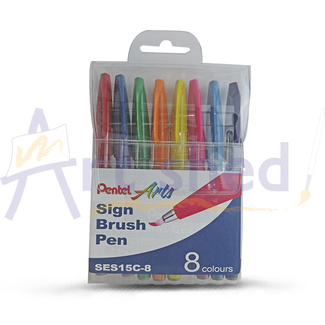 *Pentel Marker Sign Brush Pen Wallet of 8