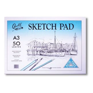 *Quill Cartridge Paper Sketch Pad A3 110gsm 50 Sheets