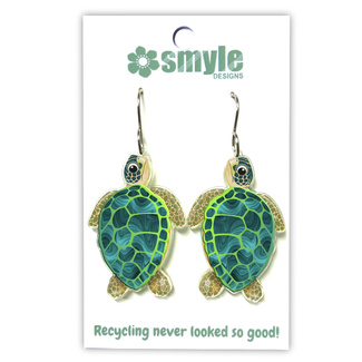 Smyle Designs Green Sea Turtle Recycled Acrylic Earrings