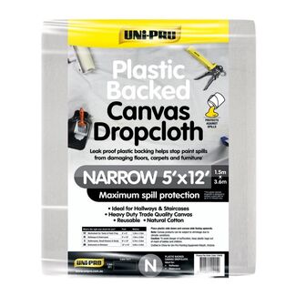 Unipro Plastic Backed Canvas Dropcloth 5' x 12' 