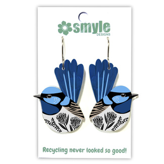 Smyle Designs Fairy Wren Recycled Acrylic Earrings