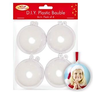 Portacraft DIY Clear Plastic Bauble - 6cm 4pc
