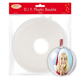 Portacraft DIY Clear Plastic Bauble - 15cm 1pc
