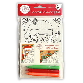 Christmas Canvas Colouring Kit 2pc