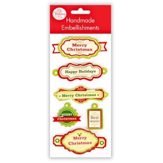 Portacraft Christmas Handmade Glitter Embellishments 6pc 16cm - Greetings
