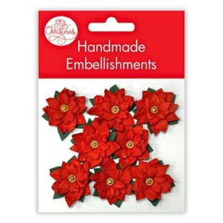 Portacraft Christmas Handmade Embellishments 8pc 3cm - Poinsettia
