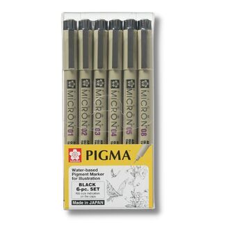 Sakura Pigma Micron Pen Set 6pc - Black