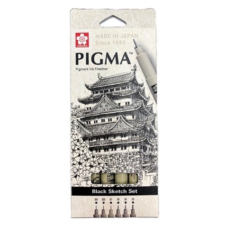 Sakura Pigma Micron Pen Set 6pc - Black Sketch Set