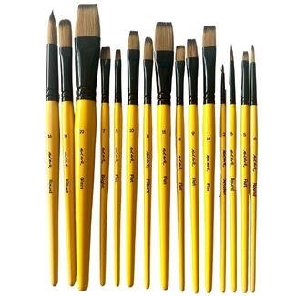 15pc Mont Marte Gallery Acrylic Paint Brush Bundle Kit | Painting Brushes Set