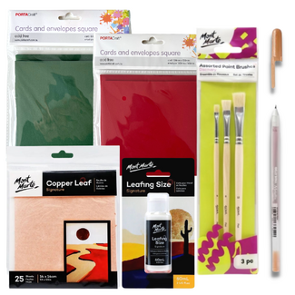 Christmas Card DIY Decorating Set with Copper Leaf
