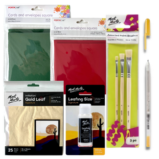 Christmas Card DIY Decorating Set with Gold Leaf