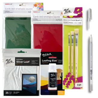 Christmas Card DIY Decorating Set with Silver Leaf
