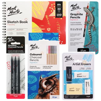 Beginner Art Sketching Drawing Set | Artist Kit | Sketch Book Pencils Charcoal