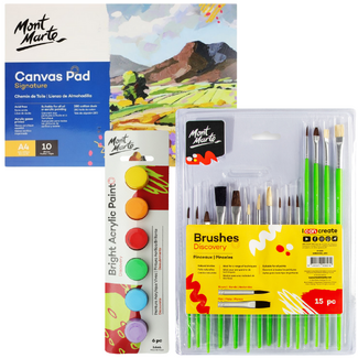 Beginner Essentials Painting Kit | Kids Adults Acrylic Paint Starter Set Brushes