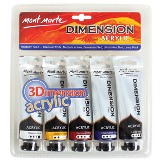 Mont Marte Paint Set - Dimension Acrylic Paint Primary Colours 5pc x 75ml