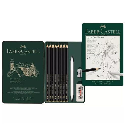 Faber-Castell Graphite Aquarelle Pencils Combo Set of 5 with Mix Media Pad  & Faber-Castell Sharpener