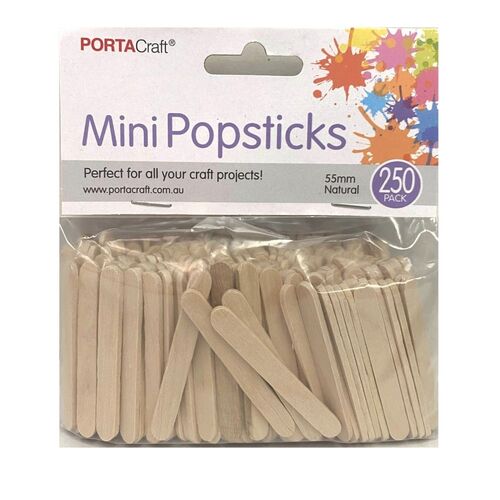 Popsticks Mini 55mm 250pc Natural - Portacraft