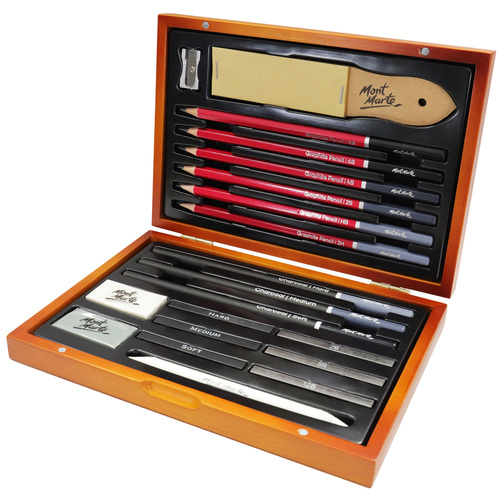 Mont Marte Signature Sketching Set In Wooden Box 21pc