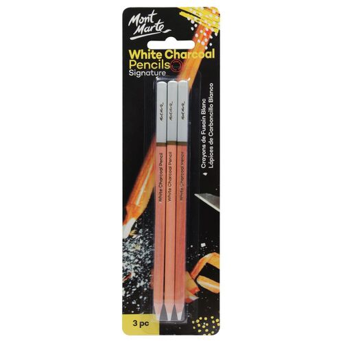 Mont Marte Charcoal Pencils - White 3pc